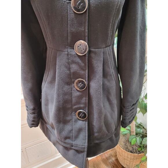 Jolt Women's Black Polyester Long Sleeve Buttons Front Casual Jacket Coat Size M - Picture 3 of 11
